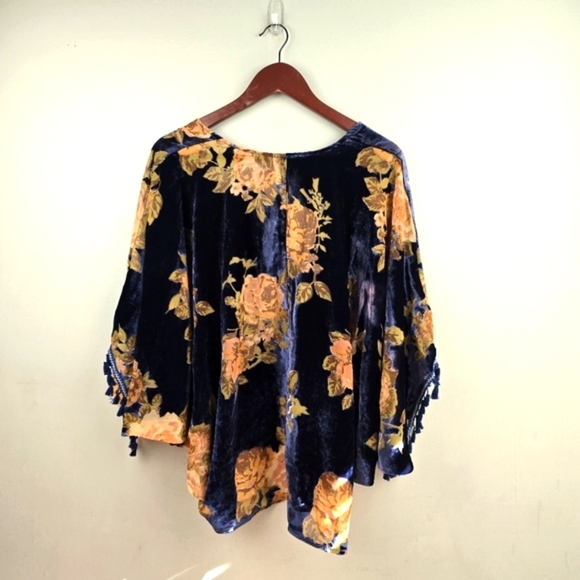 IVY JANE Velvety Floral Flowy Cardigan Navy Womens One Size Bohemian Oversized - Picture 4 of 10